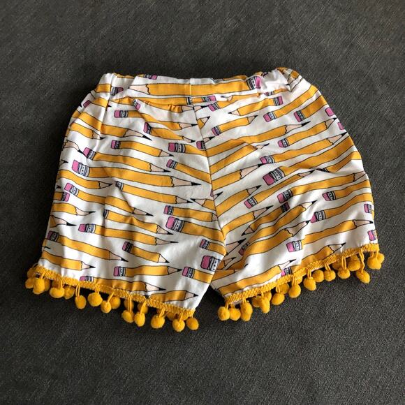 Yellow pencil back to school pompom shorts size 5/6 - Picture 4 of 5